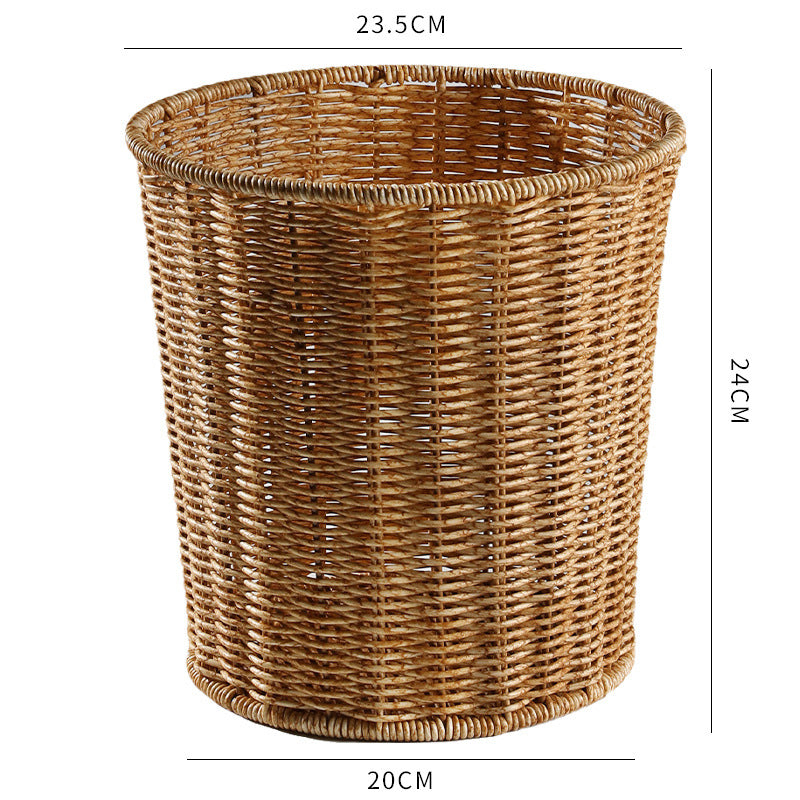 Handwoven Round Wicker Waste Basket Kalsten
