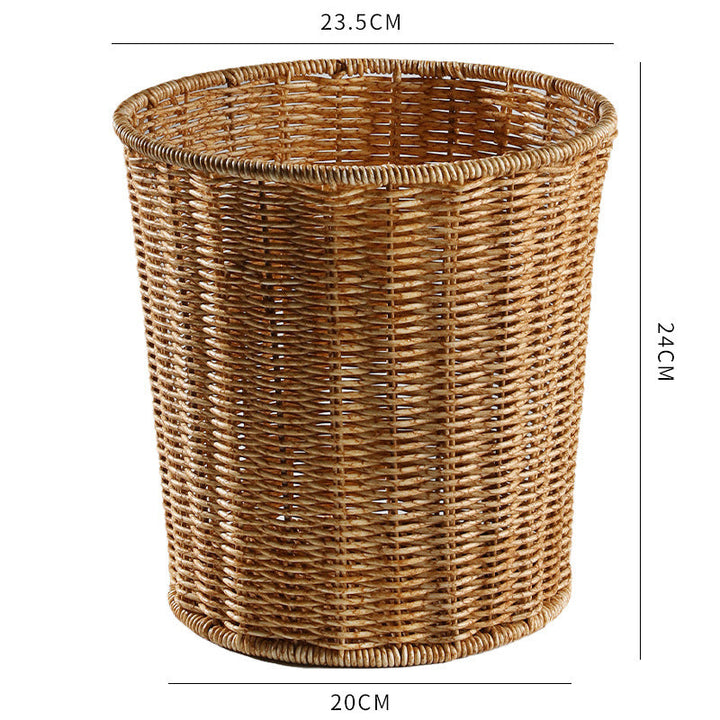 Handwoven Round Wicker Waste Basket Kalsten