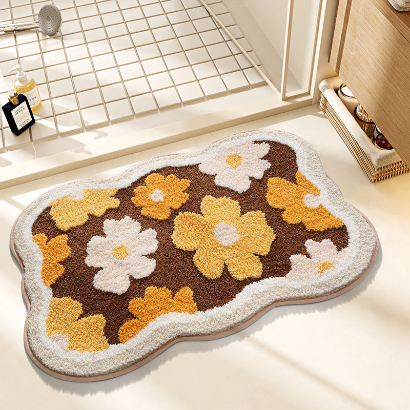 Plush Floral Design Bath Mat Kalsten