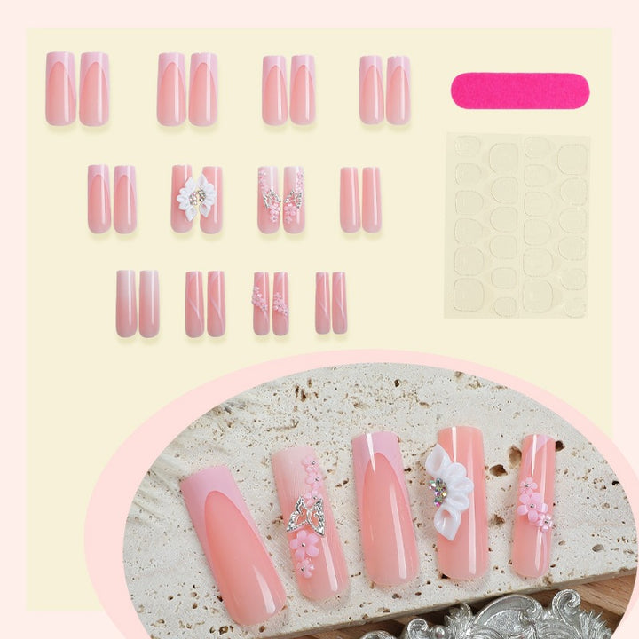 Artificial Nail Set with Delicate Floral Accents Kalsten