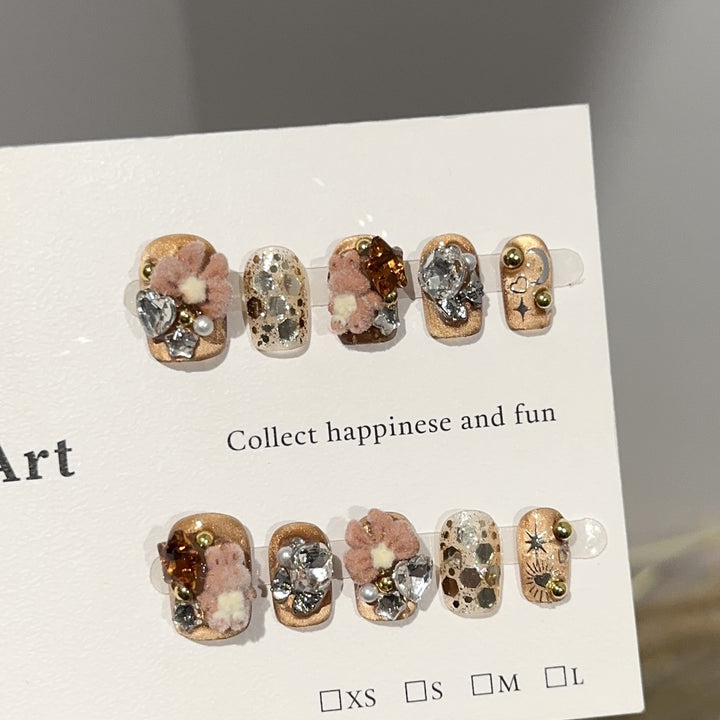 Artistic Floral Embellished Press-On Nail Set