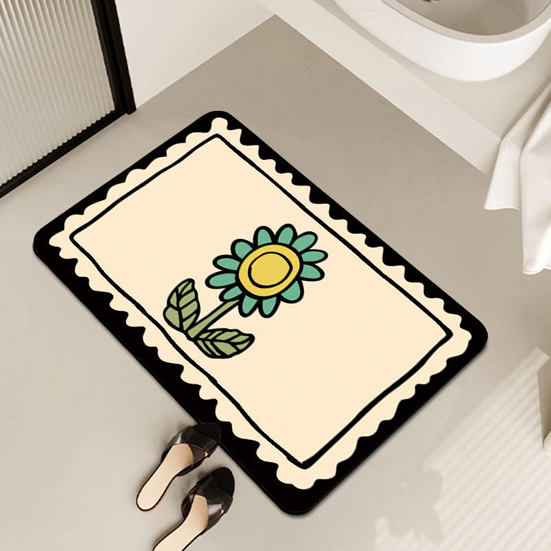 Decorative Floral Print Bath Mat Kalsten