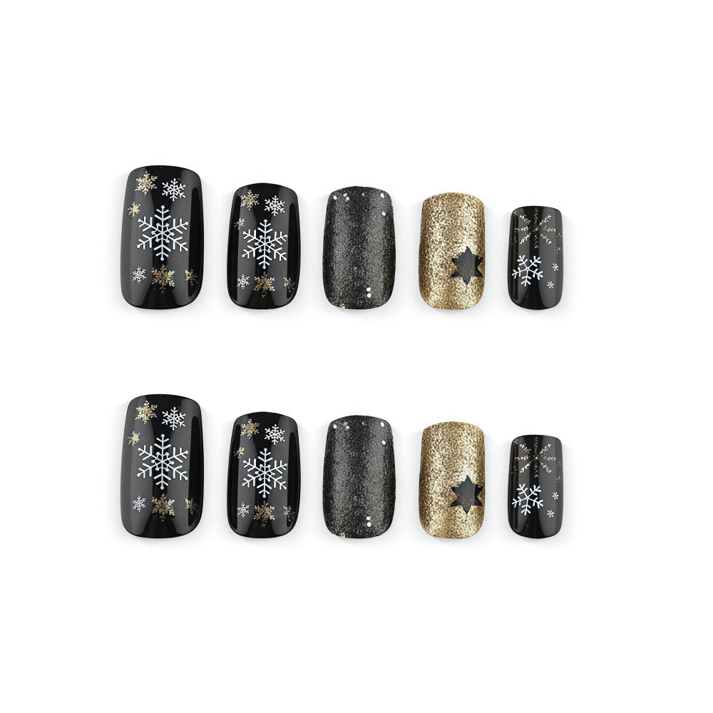 Creative artificial nails with sparkling glitter and festive winter design Kalsten