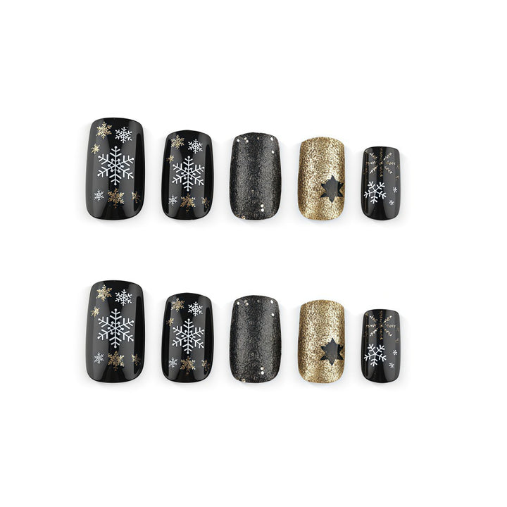 Creative artificial nails with sparkling glitter and festive winter design Kalsten