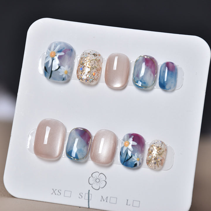 Artistic Gem-Accented Press-On Nail Extensions Kalsten