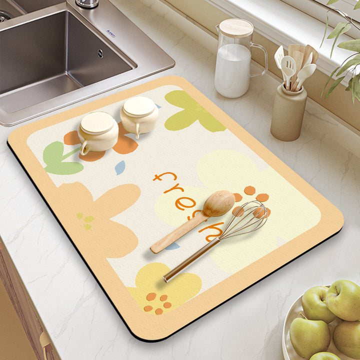 Floral-Themed Kitchen Counter Mat