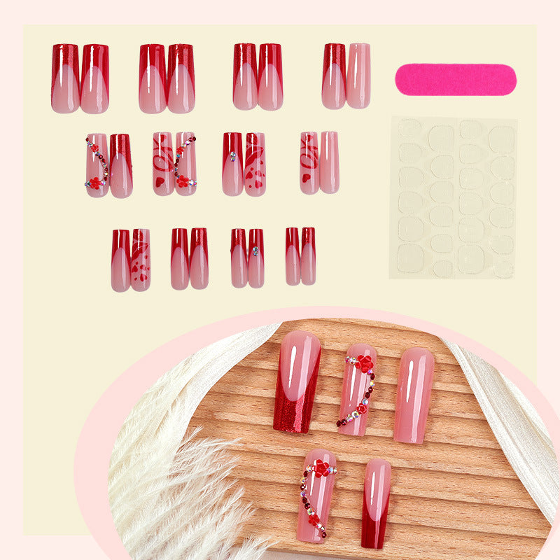 Elegant Press-On Nail Art Set with Floral and Glitter Accents Kalsten
