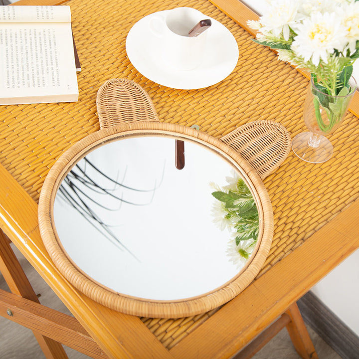 Round Wall Mirror with Rattan Design Kalsten