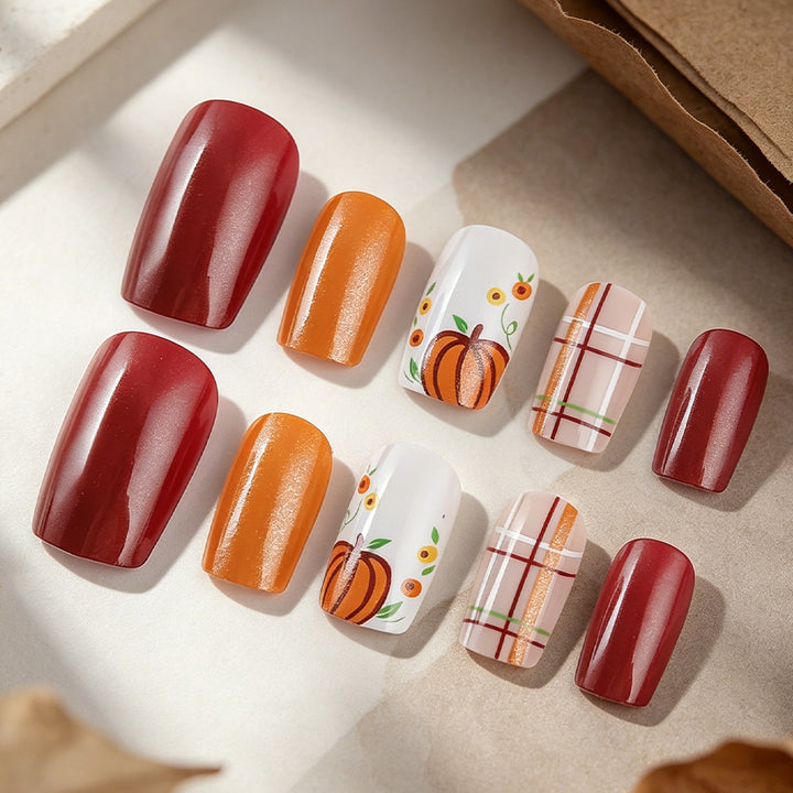 Seasonal Pumpkin-Themed Nail Art Set Kalsten