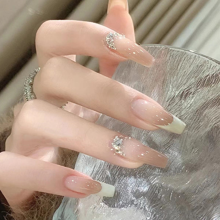 Decorative Press-On Nail Tips with Rhinestone Accent Kalsten