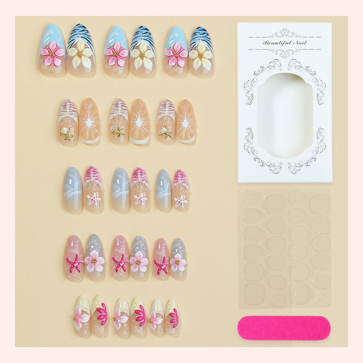 Floral and Gem Embellished Press-On Nail Set Kalsten
