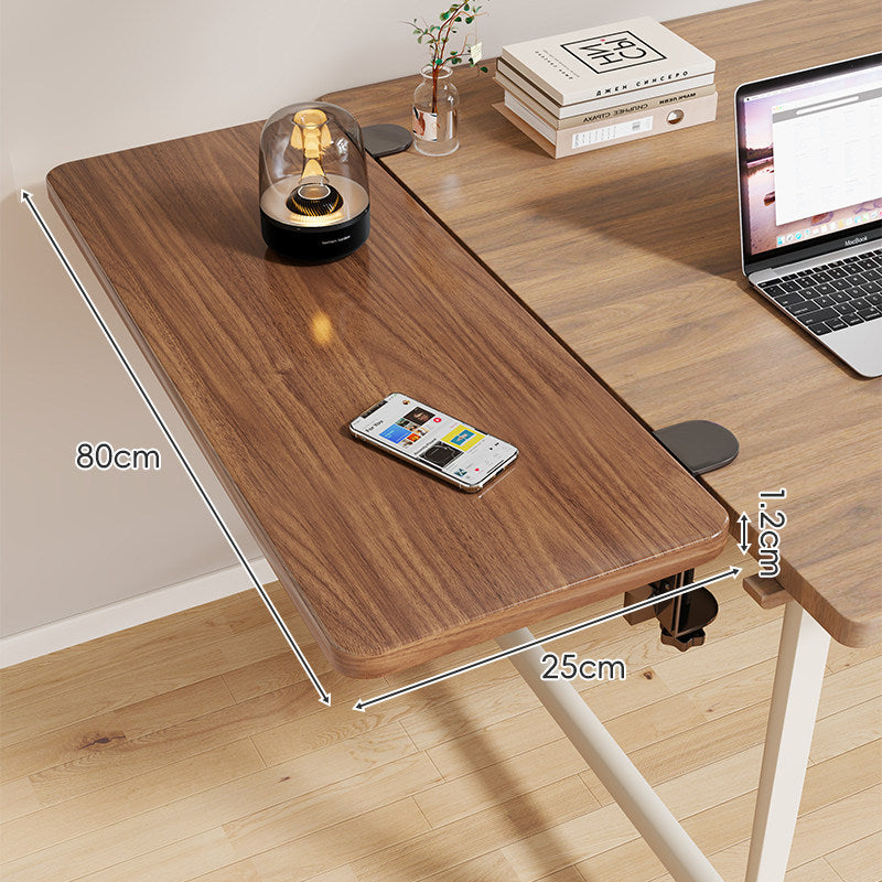 Clamp-On Adjustable Wooden Desk Side Shelf Extension with Foldable Bracket