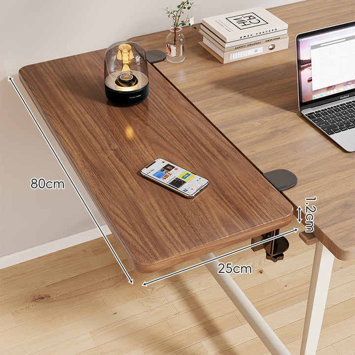 Clamp-On Adjustable Wooden Desk Side Shelf Extension with Foldable Bracket