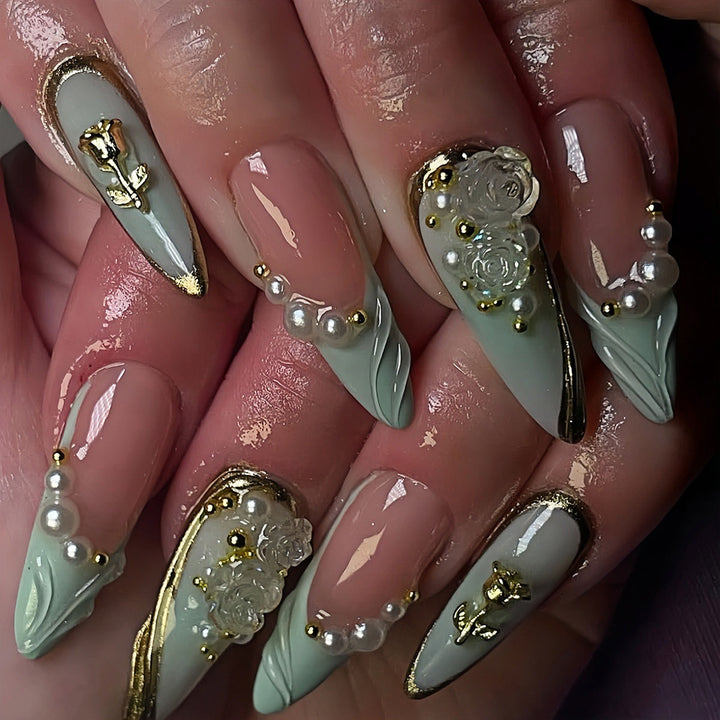 Decorative Stiletto Press-On Nail Art Extensions Kalsten