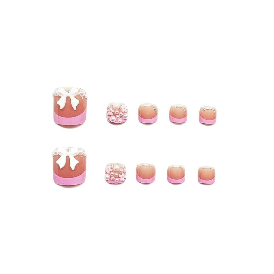Decorative Press-On Nail Art Set with Floral and Bow Accents Kalsten