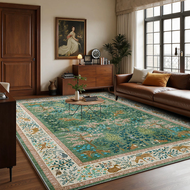 Premium Floral Embroidered Area Rug