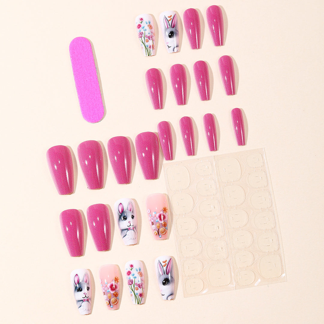 Artistic 3D Bunny and Floral Nail Art Kalsten