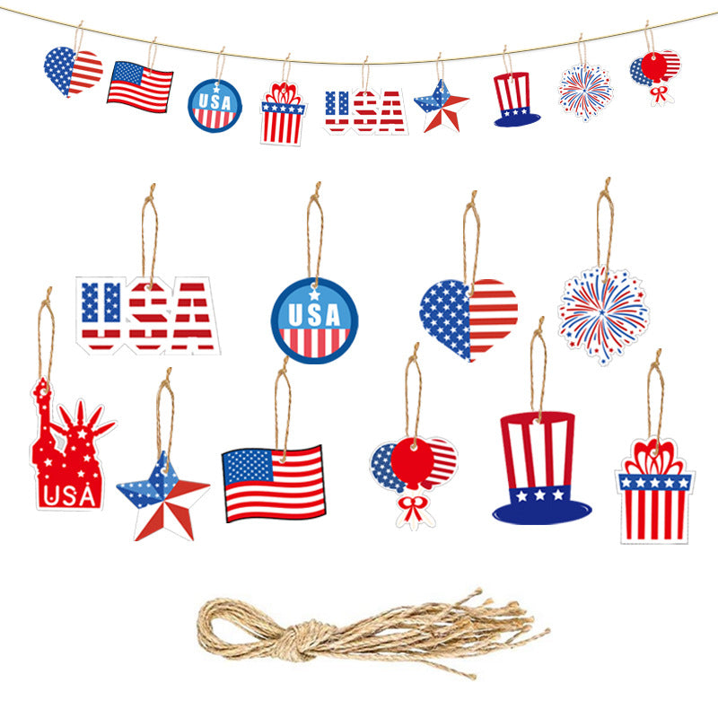 Unisex paper star-shaped tag with USA motif and jute cord Kalsten