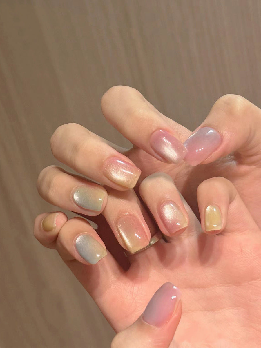 Elegant Gel Press-On Nails with Rhinestone and Glitter Accents Kalsten