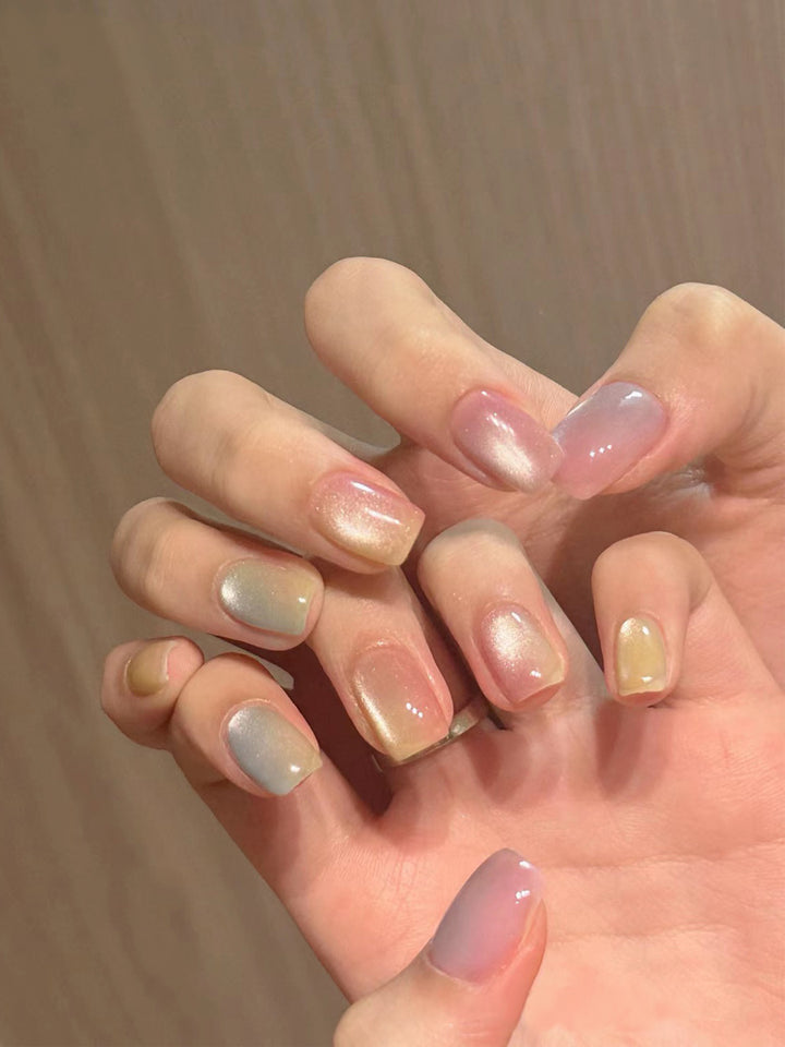 Elegant Gel Press-On Nails with Rhinestone and Glitter Accents Kalsten
