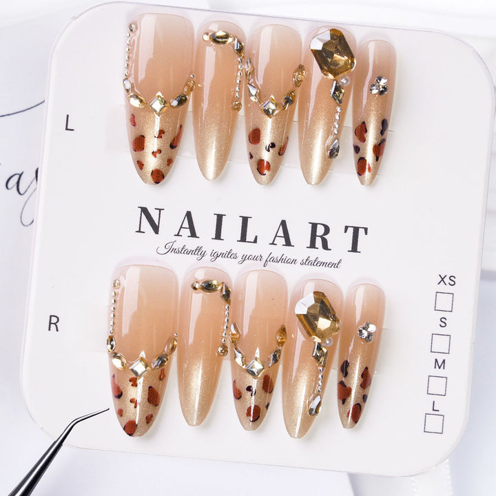 Artistic Press-On Nail Set with Cute Character Designs Kalsten
