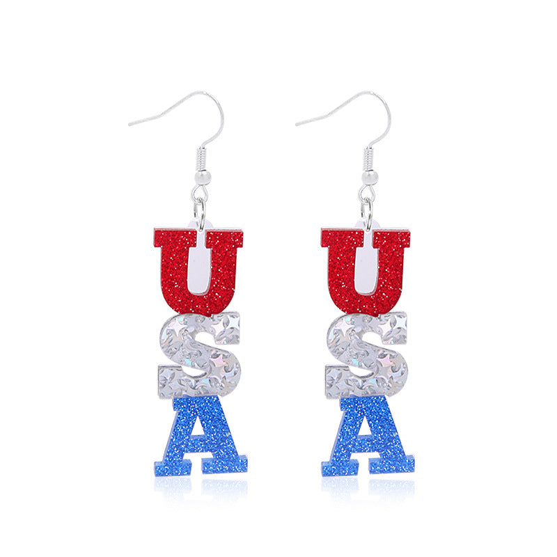 Women's long multi-layer star drop earrings with crystal embellishments and rhodium-plated alloy Kalsten