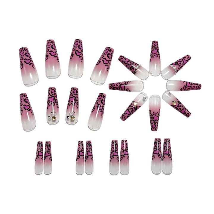 Artificial nails with leopard pattern and rhinestone details Kalsten
