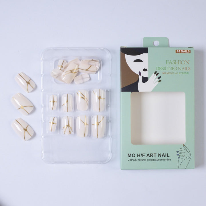 Artificial nails with elegant golden line pattern Kalsten