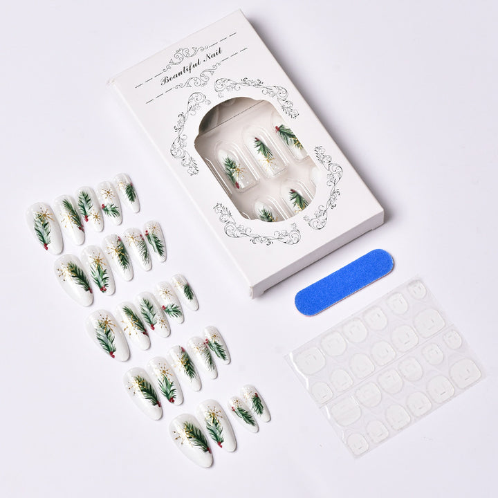 Festive Botanical Press-On Nail Art
