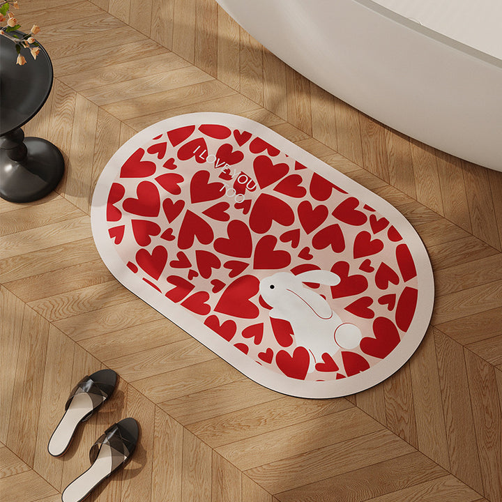Heart-Shaped Floral Bath Mat Kalsten
