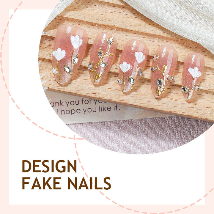 Art Nail Set with Elegant Floral Decorations Kalsten