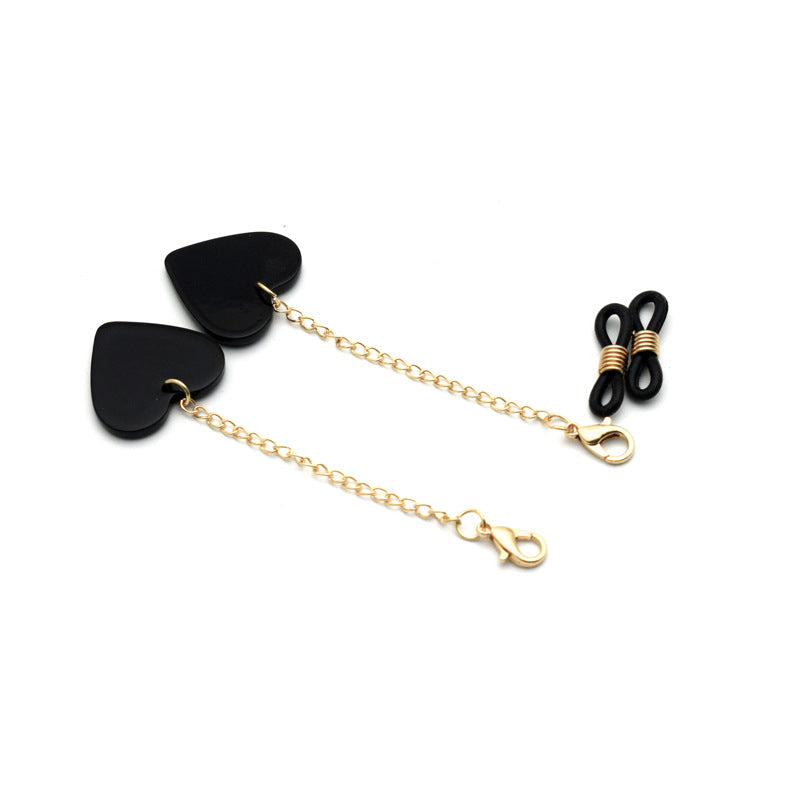 Heart-Shaped Dangle Earrings with Gold Chain Kalsten