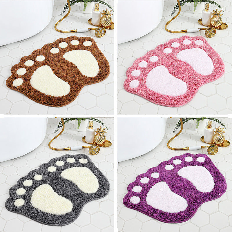 Playful Footprint Bath Rug for Bathroom