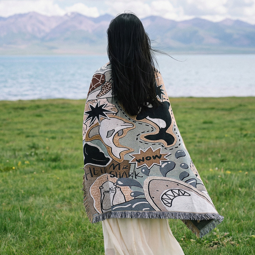 Fun Ocean-Themed Throw Blanket