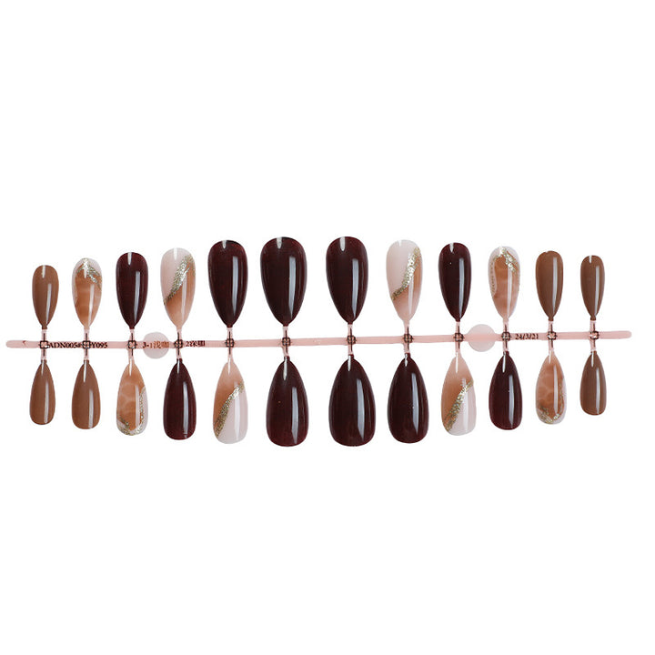 Press-On Nail Art Set with Elegant Marble and Glitter Accents Kalsten