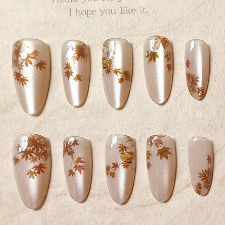Elegant Autumn-Themed Nail Art Set