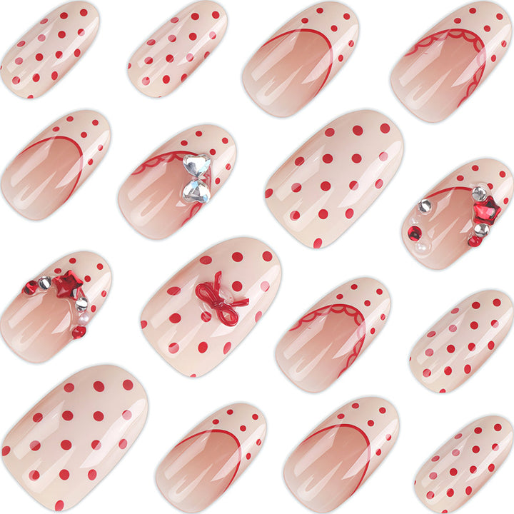 Artistic Press-On Nail Set with Bow and Floral Details Kalsten 1789389376