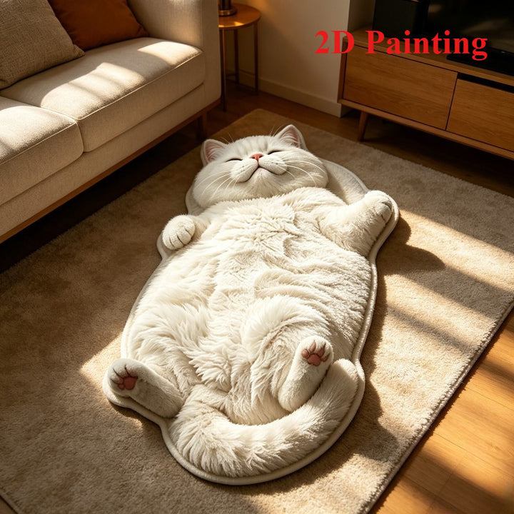Cartoon Cat-Themed Plush Area Rug