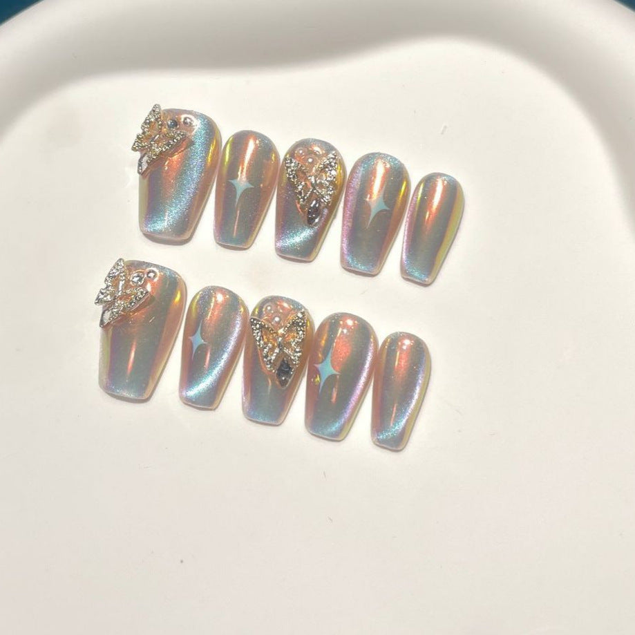 Butterfly-Embellished Press-On Nails