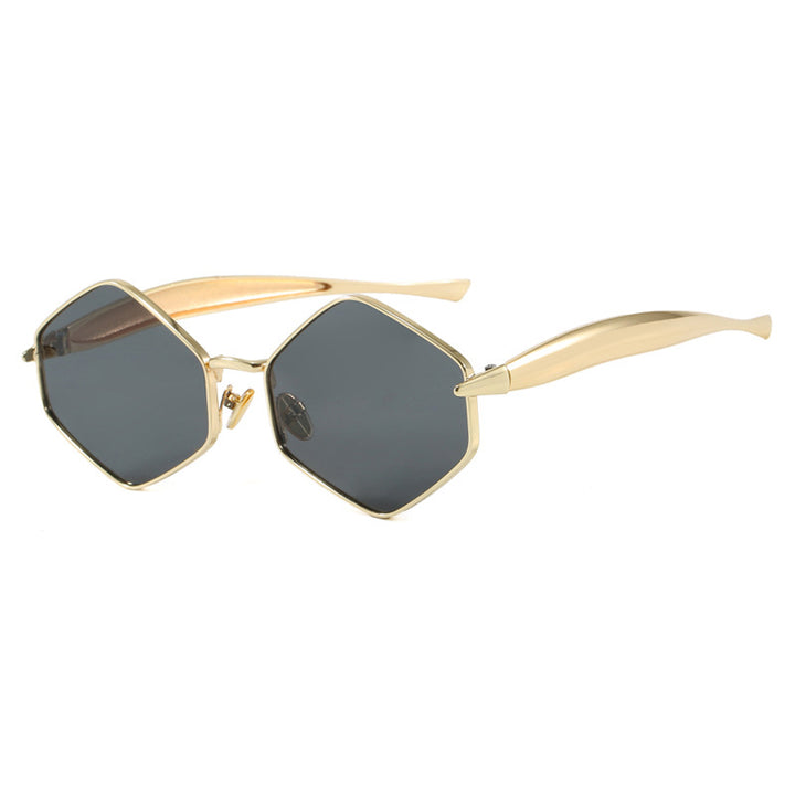 Women's hexagonal sunglasses with elegant metal frame and UV protection Kalsten