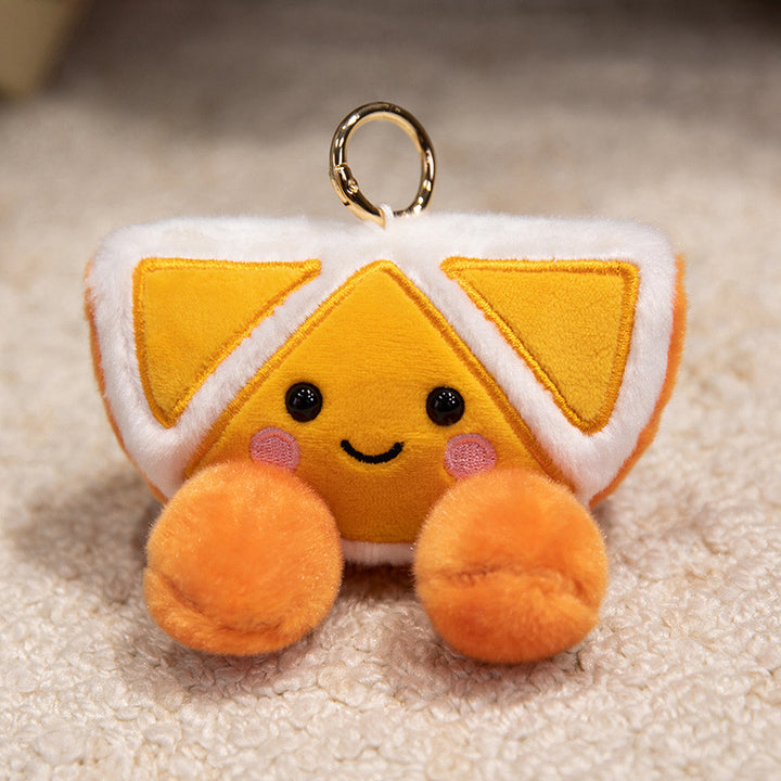 Plush Star-Shaped Keychain Charm with Embroidered Smile and Metal Ring Kalsten