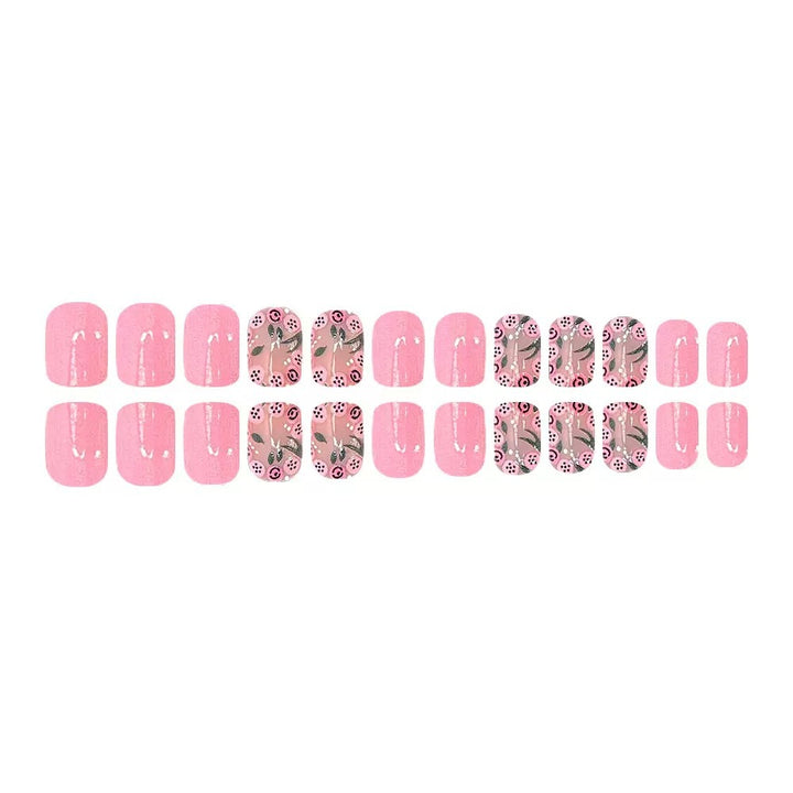 Artificial Nail Set with Playful Floral Designs Kalsten