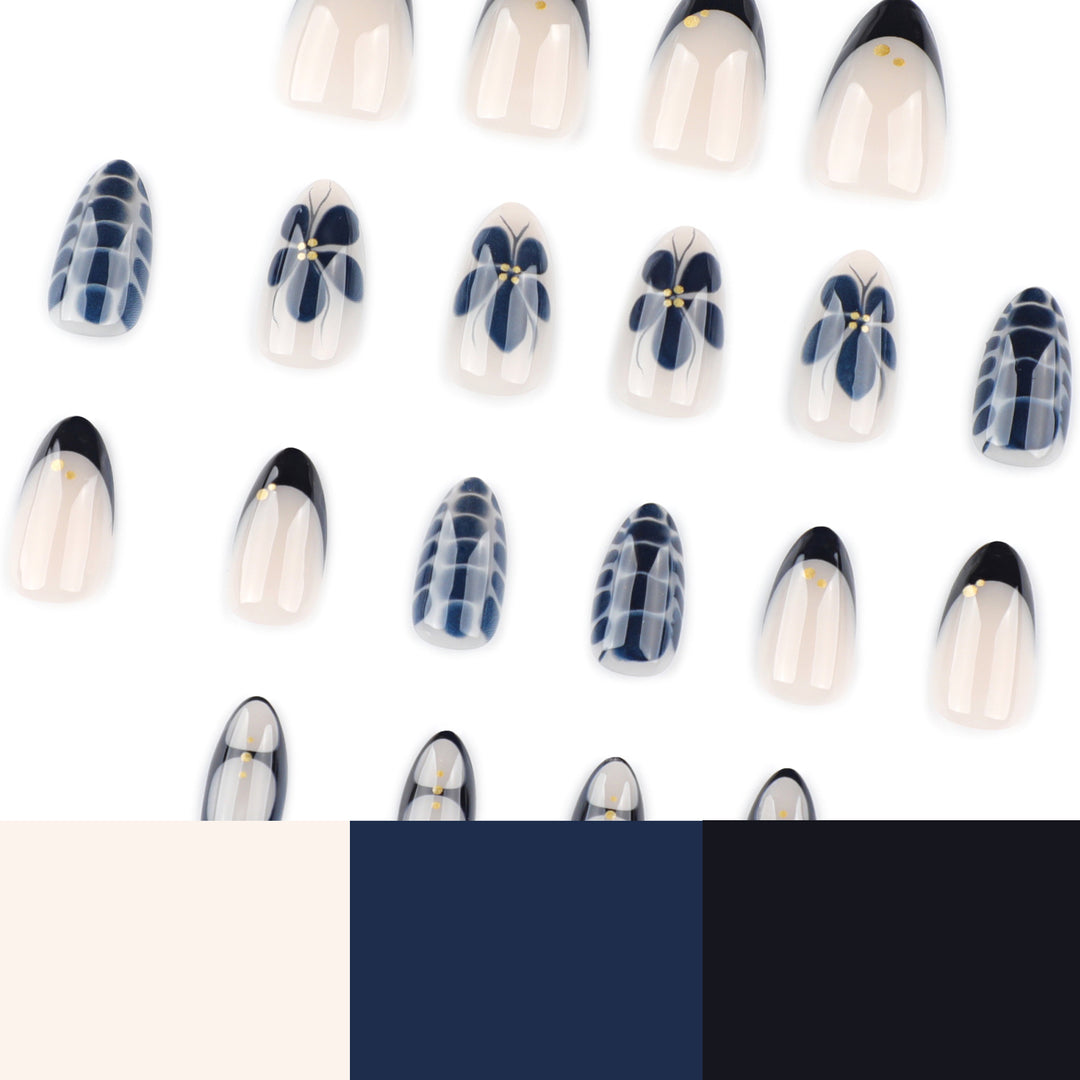Artful nail art in elegant stiletto design with floral accents Kalsten