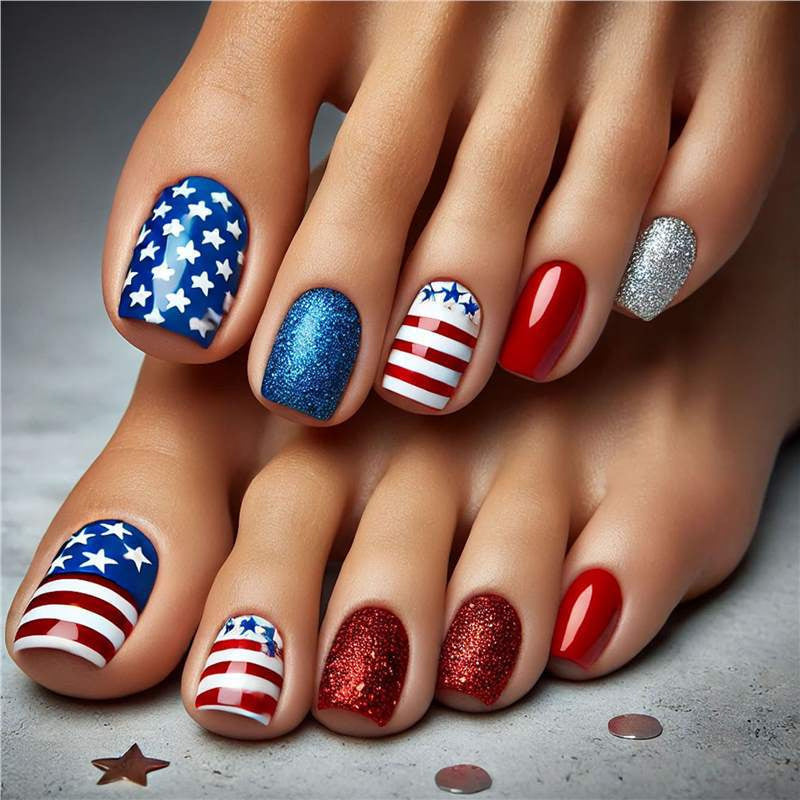 Patriotic Gel Nail Art Extensions Kalsten