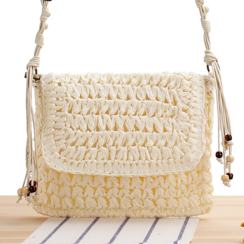Braided Natural Material Handbag with Playful Fringes Kalsten