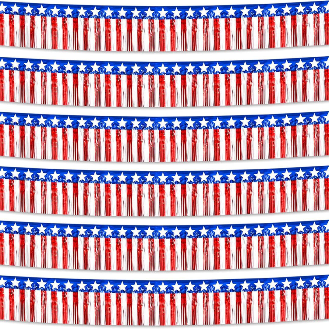 Unisex decorative fringe border made of paper with star banner and elongated hanging strips Kalsten