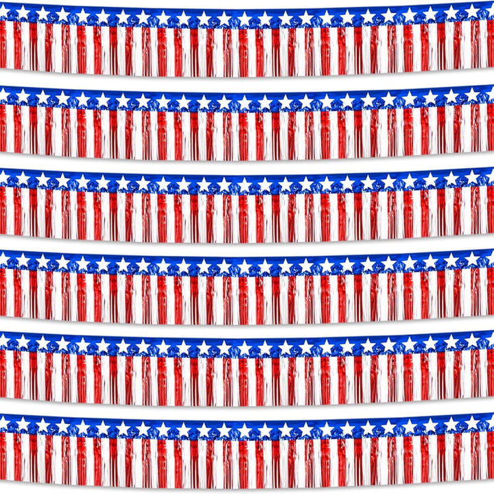 Unisex decorative fringe border made of paper with star banner and elongated hanging strips Kalsten