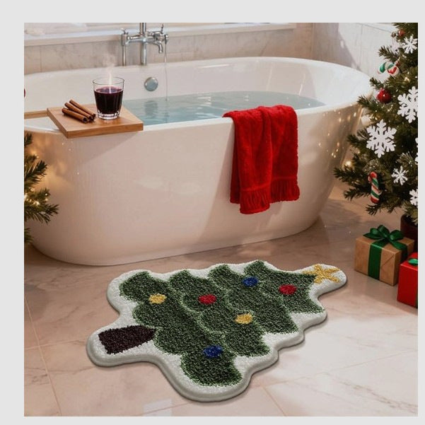 Festive Santa-Themed Bath Mat