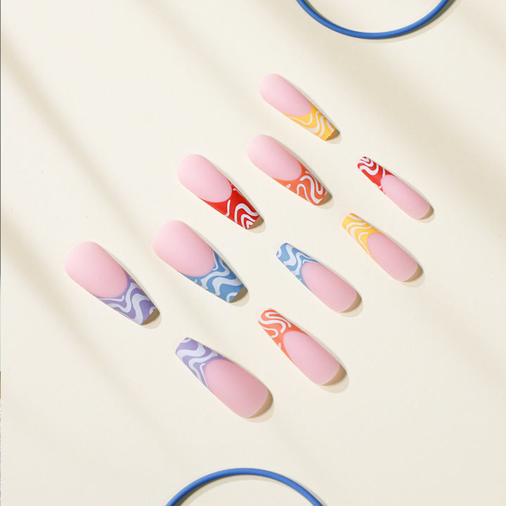 Artful Nail Extensions with Modern Color Pattern Kalsten