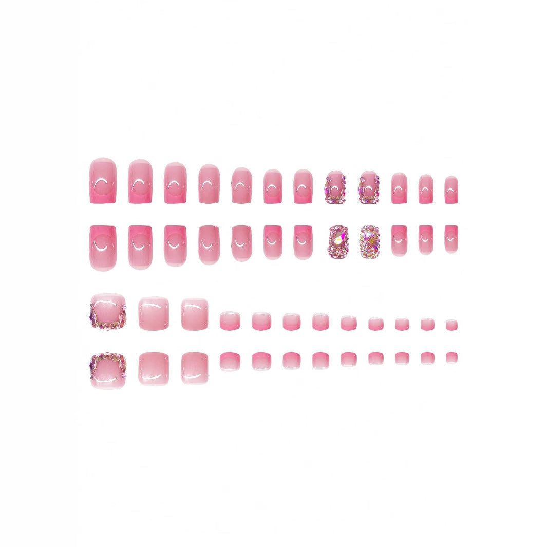 Decorative Press-On Nail Set with Rhinestone Accents Kalsten